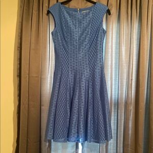 Danny & Nicole Blue Fit and Flare Mini Dress Sleeveless Scoop Neck